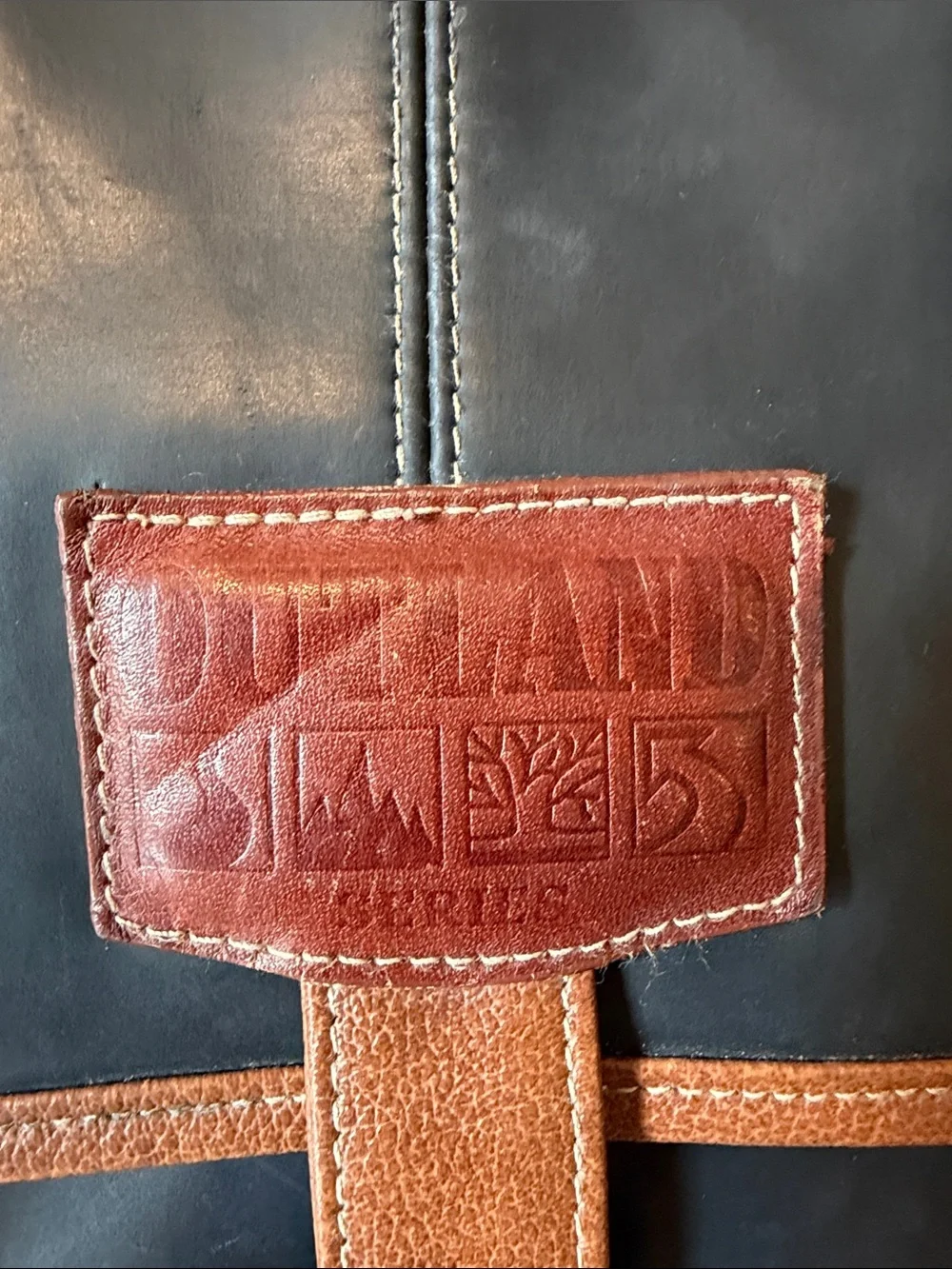 Overland Outfitters Vintage  Black Messenger Bag with Brown Leather Trim